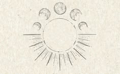 a drawing of the sun and five planets