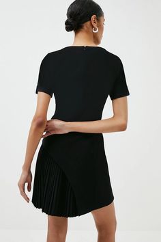 Tailored Military Pleat Short Sleeve Mini Dress | Karen Millen Tailored Dress, Short Sleeve Mini Dress, Pleated Shorts, Karen Millen, Mini Dress With Sleeves, Sleeve Detail, Fashion Face, Dress Collection, Designer Dresses