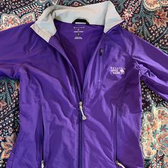 Practically Brand New Only Worn Once In Great Condition Size Extra Small But Fits Like A Small It’s A Wonderful Jacket But It’s A Little Small On Me. Casual Purple Outerwear For Hiking, Fitted Fall Hiking Outerwear, Fall Hiking Purple Outerwear, Purple Outdoor Outerwear For Spring, Purple Long Sleeve Outerwear For Outdoor Activities, Mountain Hardwear Jacket, Mountain Hardwear, Jackets & Coats, Jackets For Women