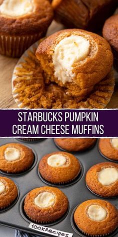 starbucks pumpkin cream cheese muffins with text overlay