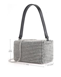 This luxe crystal evening bag is the perfect size for all your essentials. Perfectly sized at 7.48*2.75*4.72 inches, it can easily accommodate a mobile phone, key, lipstick, wallet, cards, and other everyday items. Crafted with sparkling rhinestones, this bag will add a touch of sophistication to any look. Chic Compact Phone Bag For Evening, Chic Portable Phone Bag For Evening, Chic Handheld Phone Bag For Evening, Elegant Square Portable Phone Bag, Luxury Evening Clutch Phone Bag, Elegant Rectangular Phone Bag For Party, Luxury Evening Phone Clutch Bag, Rectangular Phone Bag For Party With Cell Phone Pocket, Rectangular Phone Bag With Cell Phone Pocket For Party