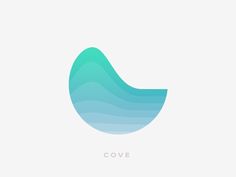 an abstract blue and white logo with the word cove on it's left side