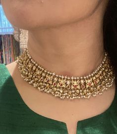 Choker Sets Indian Jewellery Designs, Kundan Polki Choker Set, Kundan Choker Necklace, Gold Pearl Choker, 10 Grams Gold Necklace Indian, Vintage Indian Jewelry, Choker Necklace Designs