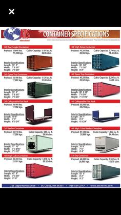 an advertisement for containers with different colors and sizes