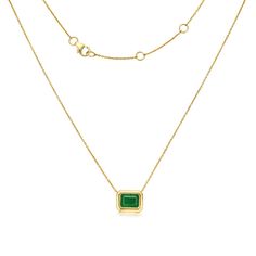 Solitaire Emerald Cut Emerald Necklace (1.70 ct.) in 14K Gold | Capucelli Solitaire Necklace, Solitaire Necklaces, Emerald Necklace, Pendant Earrings, First Order, Eternity Bands, Jewelry Organization, Emerald Cut, Jewelry Care