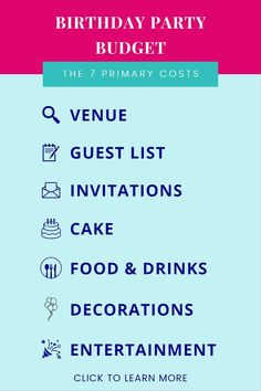 a birthday party budget sheet with the words,