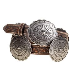 Women's Brown Tooled Leather Concho Belt Western Belts For Women, Ariat Belts, Tooled Belt, Leather Tool Belt, Tooled Leather Belts, Concho Belt, Western Belt, Tool Belt, Branded Belts