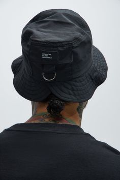 Available In Black. One Size Tactical Details 100% Nylon Imported | Mens On A Trip Bucket Hat in Black by Fashion Nova Functional Black Bucket Hat For Outdoor Activities, Military Style Hat For Streetwear, Functional Black Bucket Hat For Outdoor, Black Windproof Hat With Short Brim, Black Windproof Short Brim Hat, Functional Waterproof Bucket Hat, Black Flat Brim Bucket Hat For Outdoor Activities, Black Nylon Bucket Hat, Military Style Black Snapback Hat