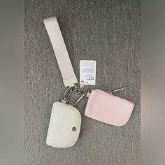 Nwt Lululemon Dual Pouch Wristlet White Opal/Flush Pink Os Everyday White Bag With Wrist Strap, White Wristlet With Zipper Closure, Lulu Wristlet, Lulu Wallet, Lululemon Pouch, Lululemon Dual Pouch Wristlet, Lululemon Dual Pouch, Dual Pouch Wristlet, Xmas Wishlist