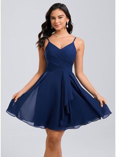 JJ's House Chiffon V-Neck Fall Spring Summer A-line Plus General Back Zip Coquette Simple Sweet & Flow Elegant Navy Blue Height:5.8ft（176cm） Bust:32in（82cm）Waist:24in（61cm）Hips:35in（89cm） No Short Blue Spaghetti Straps Homecoming Dress. #JJ's House #Chiffon #VNeck #Fall #Spring #Summer #Aline #Plus #General #BackZip #Coquette #Simple #Sweet&Flow #Elegant #NavyBlue #No #Short #Blue #SpaghettiStraps #HomecomingDress Cute Middle School Dresses For Dances, Medium Length Hoco Dresses, Dusty Blue Dresses Short, Homecoming Dresses 7th Grade, Formal Simple Dress Short, Dark Blue Grade 8 Grad Dresses, Flowy Short Formal Dresses, School Dance Dresses 9th Grade, Winter Formal Dresses Medium Length