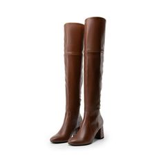 BURUDANI Womens Thigh High Over the Knee Fashion Chunky Heel Long Boots DOB213 BROWN/PU Size 7.Suitable for party, formal occasion, or daily wear. Gender: female.  Age Group: adult. Brown Knee High Boots, Womens Winter, Boots Brown, Long Boots, Thigh High Boots, Chunky Heel, Thigh High, Brown Boots, Thigh Highs