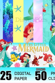 the little mermaid digital paper pack