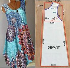 a woman's dress is shown with measurements for the top and bottom half of it