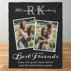 two photo collage with the words best friends on it and an image of two women hugging