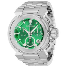 This incredible Invicta watch from the Imperious collection offers an exact Quartz movement, with an incredible steel case. The face displays a green, metal dial protected by our proprietary Flame Fusion Crystal. The design is completed by a steel, stainless steel band. This timepiece can resist water for up to 300 m. From Invicta's founding more than a century ago to the present day, innovation and excellence have been at the core of each era and collection throughout the brand's history. Here Green Stainless Steel Watch Accessories With Round Dial, Luxury Green Chronograph Watch With Subdials, Green Chronograph Stainless Steel Watch, Green Stainless Steel Chronograph Watch, Green Chronograph Watches For Formal Occasions, Luxury Green Chronograph Watch With Tachymeter, Green Chronograph Watch With Tachymeter For Formal Occasions, Formal Green Chronograph Watch With Tachymeter, Green Stainless Steel Chronograph Watch Accessories