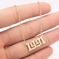 Seashell Gold and Silver Birth Year Necklace Minimalist Jewelry Display, Hand Aesthetic, Piercing Accessories, Year Necklace, Bday Wishes, Number Necklace, All Nike Shoes, Mens Jewelry Necklace, Birth Year