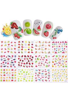 Nail Art Stickers Decals Nail Accessories Decorations Nail Supplies Nail Stickers for Women Girls Water Transfer Decals Summer Fruits 12 Sheets/Set Cherry Blossom Nails Art, Horse Nails, Fruit Nail, Lemon Nails, Cherry Blossom Nails, Fruit Nail Art, Nail Decor, Lemon Fruit