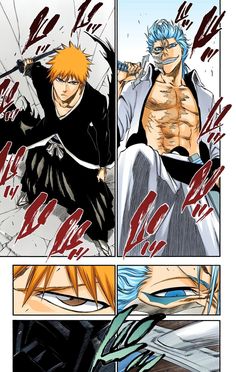 Bleach Colored Manga Panels, Grimmjow And Ichigo, Colored Manga Panels, Bleach Meme, Ichigo Manga, Tite Kubo, Arte Ninja, Bleach Anime Ichigo, Bleach Anime Art