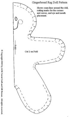 the gingerbread rag doll pattern is shown with instructions for how to sew it