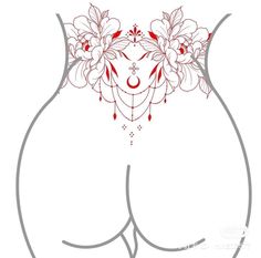 a drawing of a woman's breast with flowers on it