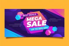 a sale banner with geometric shapes