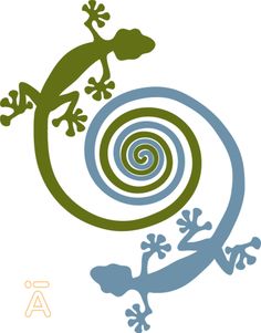 an image of a geckole on the side of a spiral shaped wall decal