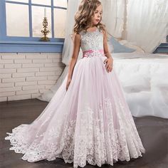 Kids Little Girls' Dress Lace Floral Princess Party Formal Evening Wedding Pageant Embroidery Bow White Purple Red Tulle Maxi Sleeveless Elegant Vintage Ball Gown Dresses Fit 4-13 Years 2023 - US $28.99 Clothes Flower, Kids Christmas Dress, 파티 드레스, Wedding Costume, Girl Princess Dress, Prom Girl, Birthday Party Dress, Maxi Robes, Dresses Elegant