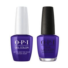 OPI Gel and Polish Duo is a professional-grade nail product set that includes both a gel polish and a matching nail lacquer. The set is designed to provide customers with a complete, long-lasting manicure that can last up to 2-3 weeks without chipping. The gel polish provides a chip-resistant finish and is cured under a UV or LED lamp, while the nail lacquer is applied as a traditional nail polish.The OPI Gel and Polish Duo set comes in a wide range of colors and shades, allowing customers to ch Opi Blue, Gel Nails Long, Opi Gel Nails, Opi Colors, Opi Nail Colors, Purple Nail Polish, Professional Nail Art, Nail Products, Gel Lacquer