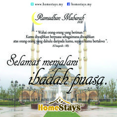 an advertisement for home stay in malaysia with the image of a mosque and its name