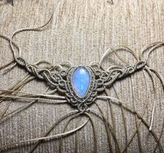 Rainbow Moonstone Macrame Necklacechoker Necklacewoman Hair - Etsy Turkey Macrame Tiara, Goddess Tiara, Crown Goddess, Macrame Choker Necklace, Elf Crown, Macrame Choker, Macrame Colar, Handmade Clay Jewelry, Tatting Jewelry