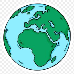 the earth is green and blue with no clouds on it, transparent background png