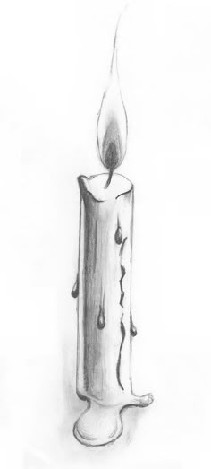 a pencil drawing of a lit candle