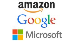 three different logos that are on top of each other, including amazon, google and microsoft