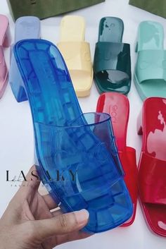 Lasaky - Womens Open-Toe Jelly Slide Sandals in Classic Flat Design Jelly Slides, Rubber Slippers, Jelly Flats, Women Slides, Jelly Shoes, Jelly Sandals, Designer Sandals, Thick Heels, Gucci Bags