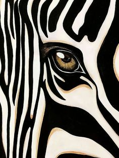 a zebra's eye is shown with black and white stripes