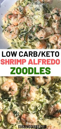 low carb keto shrimp alfredo with zucchini noodles