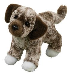 DOUGLAS SPUD MUTT MIXED BREED DOG 8" PLUSH TOY STUFFED ANIIMAL Quality, cute cuddle companion     You'll become fast friends with this marvelous mixed-breed mutt, Spud the Mutt plush toy stuffed animal dog by Douglas. NEW with tags.  This perky puppy features a super soft mottled brown and cream coat; resilient polyester fill for longevity; sweet, lifelike features; secure amber colored eyes and a black button nose.   His small size makes him ideal for tagging along on all of life's adventures.  Spud is always ready for cuddles and for play time!  Polyester fiber.  Machine washable. Ages 24 months and up; for kids, child, children, teens, adult. Measures approximately 8-inches (20 cm) long, 7-inches (18 cm) tall, 4.5-inches (12 cm) wide.  Weighs approximately 3 oz. Great for pretend play, Mutt Dog, Hound Puppies, Dog Stuffed Animal, Smart Dog, Mixed Breed Dogs, Dog Pin, Cute Stuffed Animals, Plush Dog, Mixed Breed