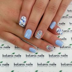 BOTANIC NAILS @botanicnails | Websta (Webstagram) Botanic Nails, Baby Blue Nails, Blue Nail Art, Nail Art Sticker, Blue Nail Designs, Nails Polish, Unique Nails, Fancy Nails