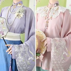 An adorable cat is on one side of the collar. On the other side is a blouse embroidered with blooming flowers. The sleeves are embroidered with flowers and chrysanthemums swaying in the wind. An item that exudes an oriental and elegant atmosphere. Beauty is timeless. 
 
 
 Delivery schedule 
 
 It will take about 1 and a half to 2 months from order to delivery. 
 
 
 Color 
 
 Light purple 
 Light pink 
 Ivory 
 Light blue 
 
 
 Size 
 
 S size 
 
 
 Length: 69cm 
 Bust: 76-84cm 
 Both sleeve le Embroidered Stand Collar Blouse For Spring, Embroidered Blouse With Stand Collar For Spring, Spring Purple Blouse With Collar, Embroidered Spring Blouse With Stand Collar, Spring Embroidered Blouse With Stand Collar, Spring Purple Collared Blouse, Tops With Embroidered Sleeves For Wedding And Spring, Spring Tops With Embroidered Sleeves For Weddings, Spring Top With Embroidered Sleeves For Weddings