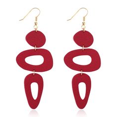 PRICES MAY VARY. 【QUALITY MATERIAL】Bright Red Earrings for Women. The layered geometric leather dangle earrings are made of soft goat skin leather from Italy, not PU leather or faux leather. Selected genuine leather, no irritating smell, and won't hurt the skin. Delicate leather, lasting color retention, comfortable touch. 18K Gold Plated hook, nickel free, light to wear and wont produce tension on your earlobes. Hypoallergenic earrings are suitable for sensitive ears. 【LENGTH AND SIZE】Handmade Leather Jewellery Ideas, Big Dangle Earrings, Holiday Party Jewelry, 90s Boho, Laser Ideas, Leather Earring, Light Weight Jewelry, Earring Hook, Handmade African