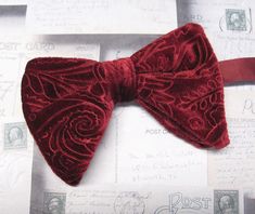 "Beautiful pre-tied, adjustable double tiered banded bow tie.  It will adjust from 13\" through 20\" neck. Bow dimensions 3.25\" x 4.5\"." Pre-tied Butterfly Knot Bow As Gift, Classic Adjustable Red Bow, Red Adjustable Bow Tie With Bow Tie Back, Adjustable Red Bow Tie With Bow Tie Back, Elegant Red Adjustable Bow, Vintage Adjustable Ties For Gifts, Vintage Adjustable Ties For Gift, Vintage Adjustable Ties As A Gift, Adjustable Red Bow With Ties