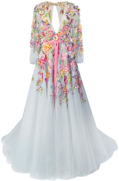 Marchesa floral-appliquéd gown.  #affiliate #highpricedfashion #floral #gown #fashion #trendy #dress #fashionbloggers Paolo Sebastian Dresses, Summer Evening Dresses, Whimsical Dresses, Floral A Line Dress, Sukienki Maksi, Floral Evening Gown, Summer Evening Dress, Summer Gowns, Gown Floral