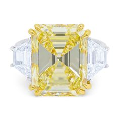 Fancy Yellow Diamond Ring, Canary Yellow Diamonds, Canary Diamond, Yellow Diamond Ring, Lab Grown Diamond Engagement Ring, Casual Rings, Emerald Cut Diamond Ring, Yellow Diamond Rings, Asscher Cut Diamond