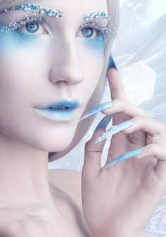 http://stefkapavlova.com/ | Fantasy Makeup with Beautiful Nails Ice Queen Makeup, Editorial Make-up, Witch Store, Fantasy Make-up, Halloween Make-up Looks, Alien Makeup, Makeup Scary, Drag Make-up, Cosmetics Store