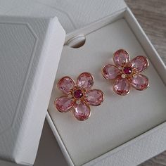 Brand New, Never Worn. Comes With Original Box And Bag. Swarovski Florere Stud Crystal Earrings Beautiful Pink Flower Design. Timeless And Classic Versatile And Practical Easy To Dress Up Or Down Comfortable To Wear Great For All Occasions Stunning Pair Of Earrings That Sparkle. Total Statement-Making Earrings Without Being Over The Top. Will Look Great With Jeans And A Sweater Or With A Cocktail Dress. Swarovski Stud Earrings, Swarovski Flowers, Crystal Earrings Studs, Pink Flower Design, Swarovski Jewelry Earrings, Pink Flower Earrings, Pink Crystal Earrings, Making Earrings, Heart Drop Earrings