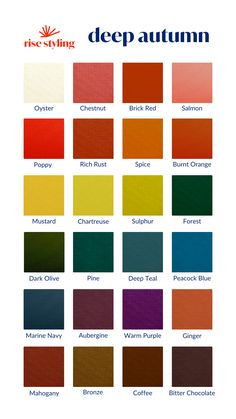 the color chart for deep autumn