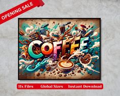 a poster with the words coffee on it