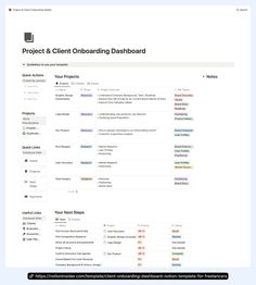 Notion Client Onboarding Dashboard Task Organization, Sell Templates, Project Tracking, Dashboard Examples, Project Dashboard, Client Onboarding, Employee Onboarding