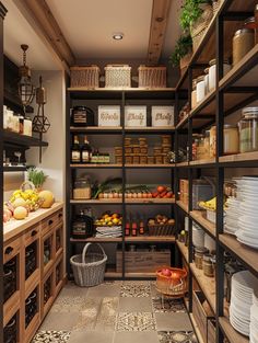 an open pantry filled with lots of food