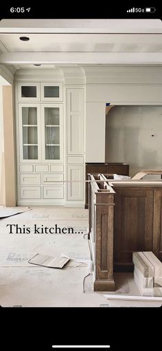 the kitchen is being remodeled with new cabinets